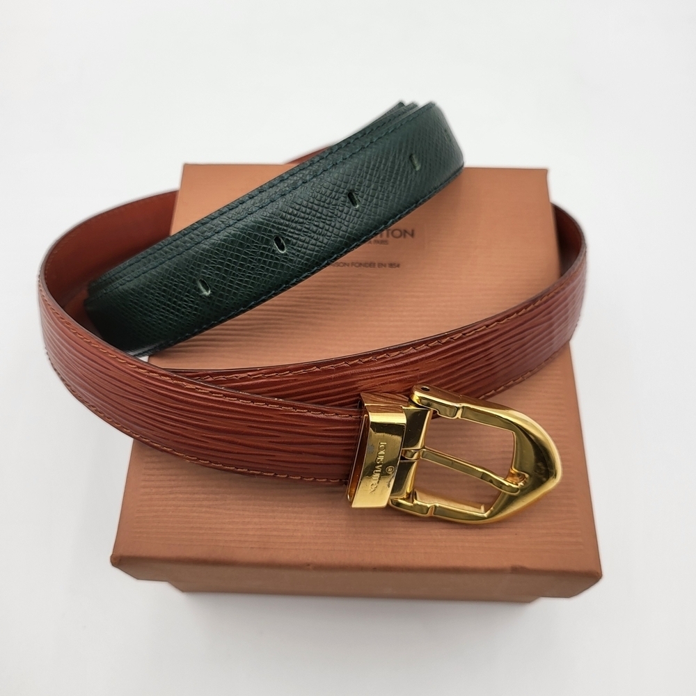 Louis Vuitton Box of 2 Belts Epi & Taiga Leather..Authentic..